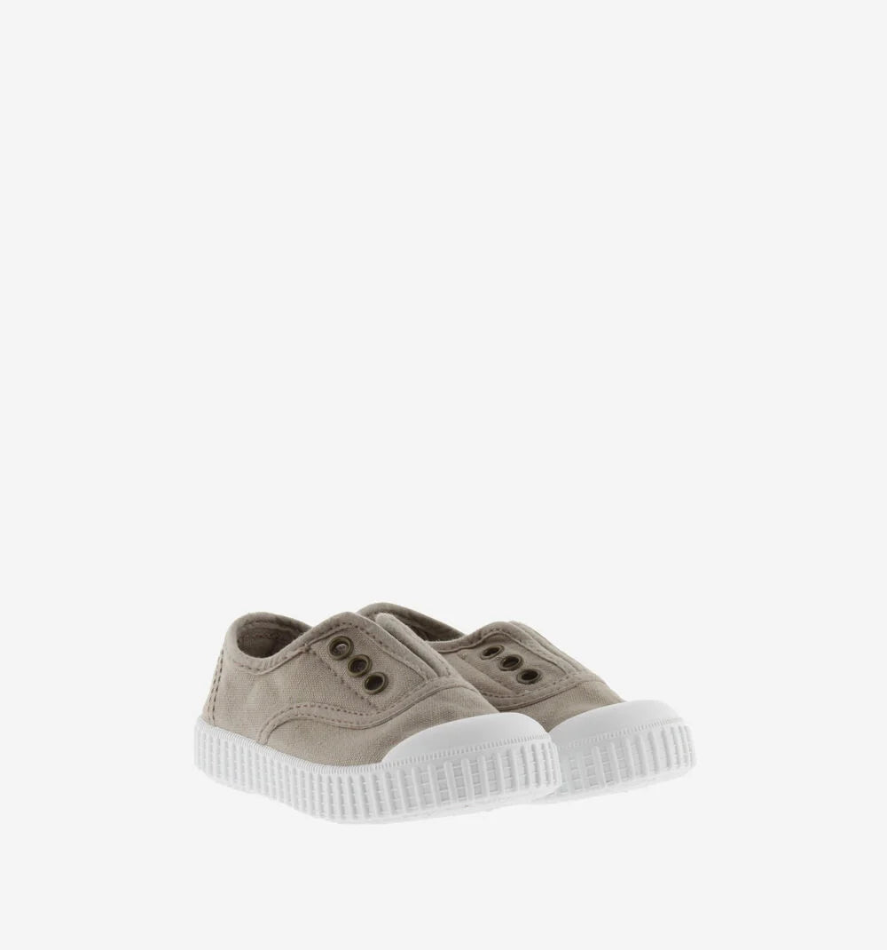 Beige Rubber Toed Canvas Sneaker