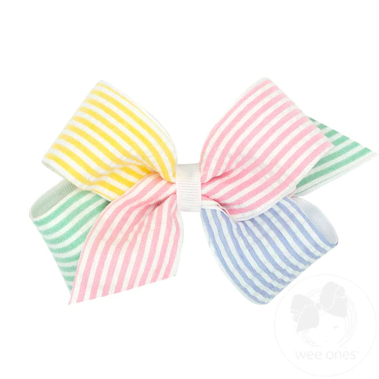 Med ColorBlock Seersucker Bow