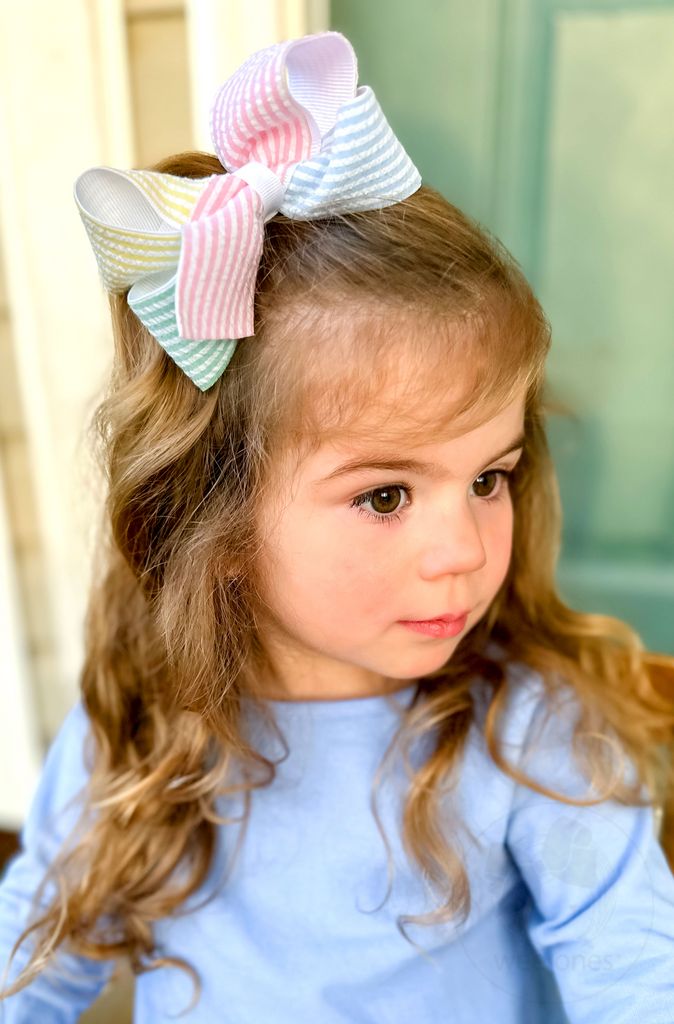 Med ColorBlock Seersucker Bow