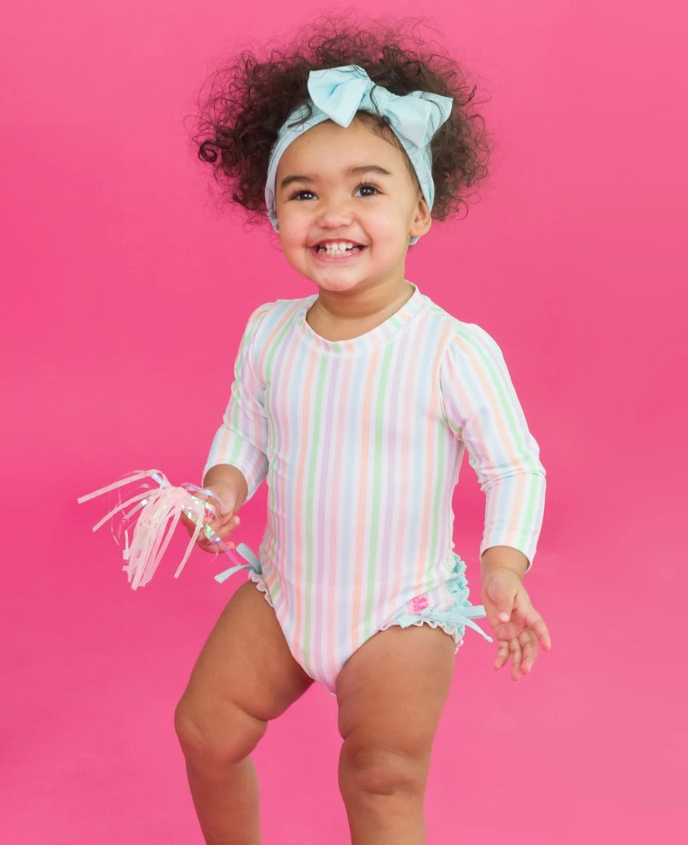 Pale Rainbow Stripe LS Rash Guard 1PC
