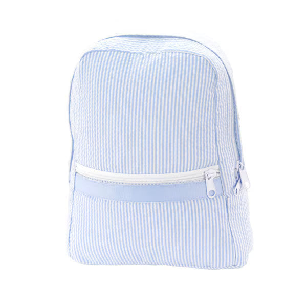 Baby Blue Seersucker Small Backpack