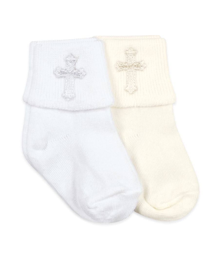 White Christening Cuff Socks