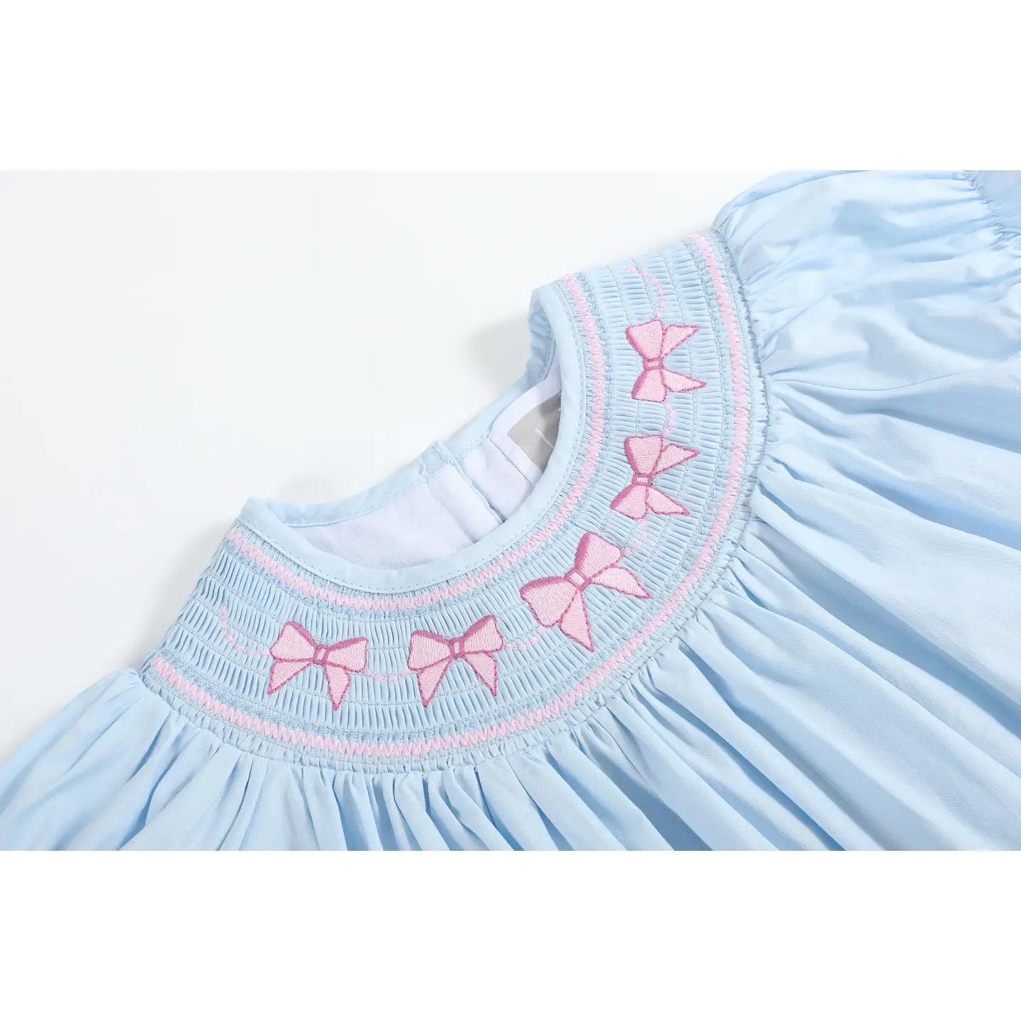 Pink & Blue Bow Smock Dress