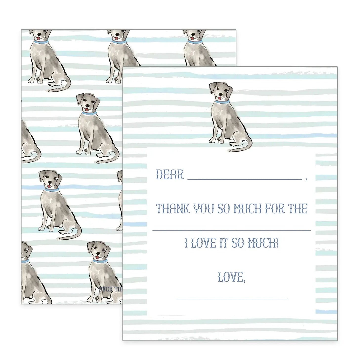 Blue Bow Dog Thank You Cards