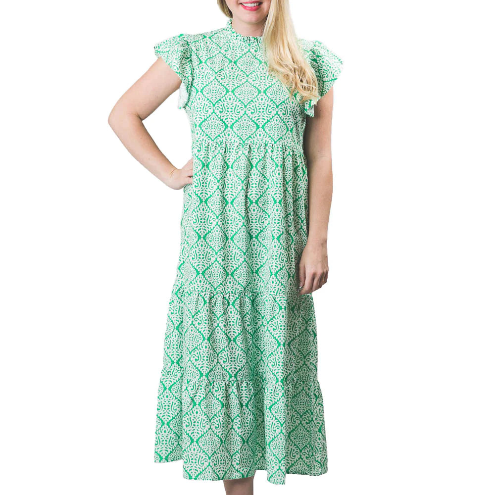 Green Damask Laura Dress M Green Damask Laura Dress M