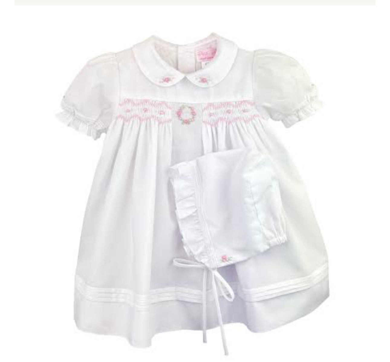 White Collared Smock Dress W/hat 9M