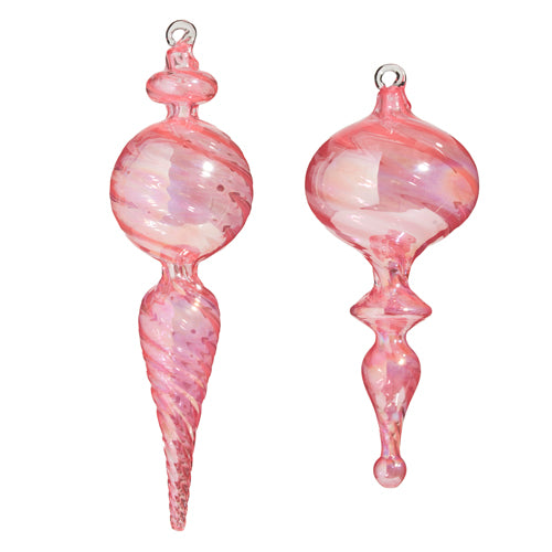 PINK BLOWN GLASS FINIAL ORNAMENT