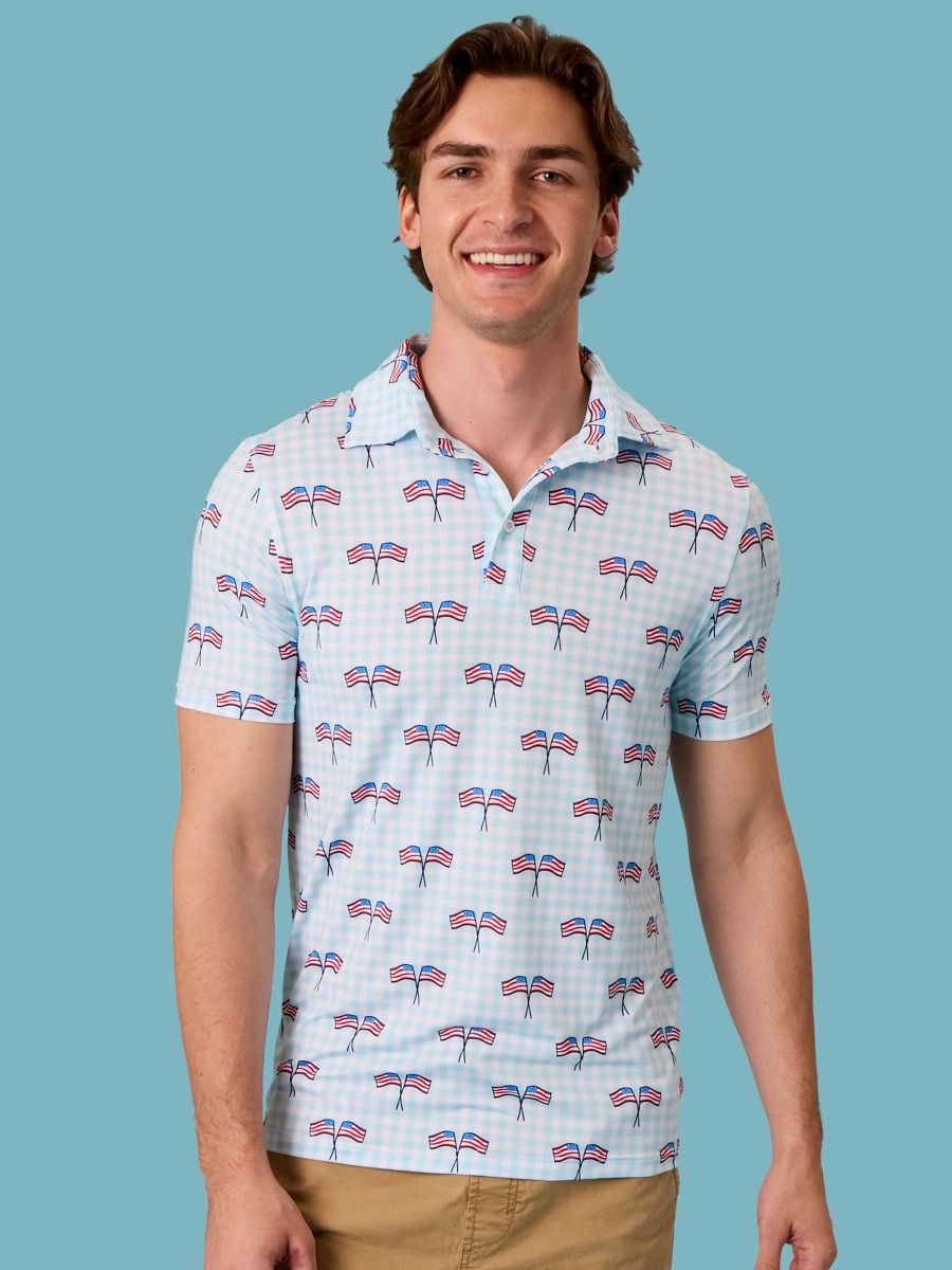 250th Blue Patriotic Gingham Men's Shirt