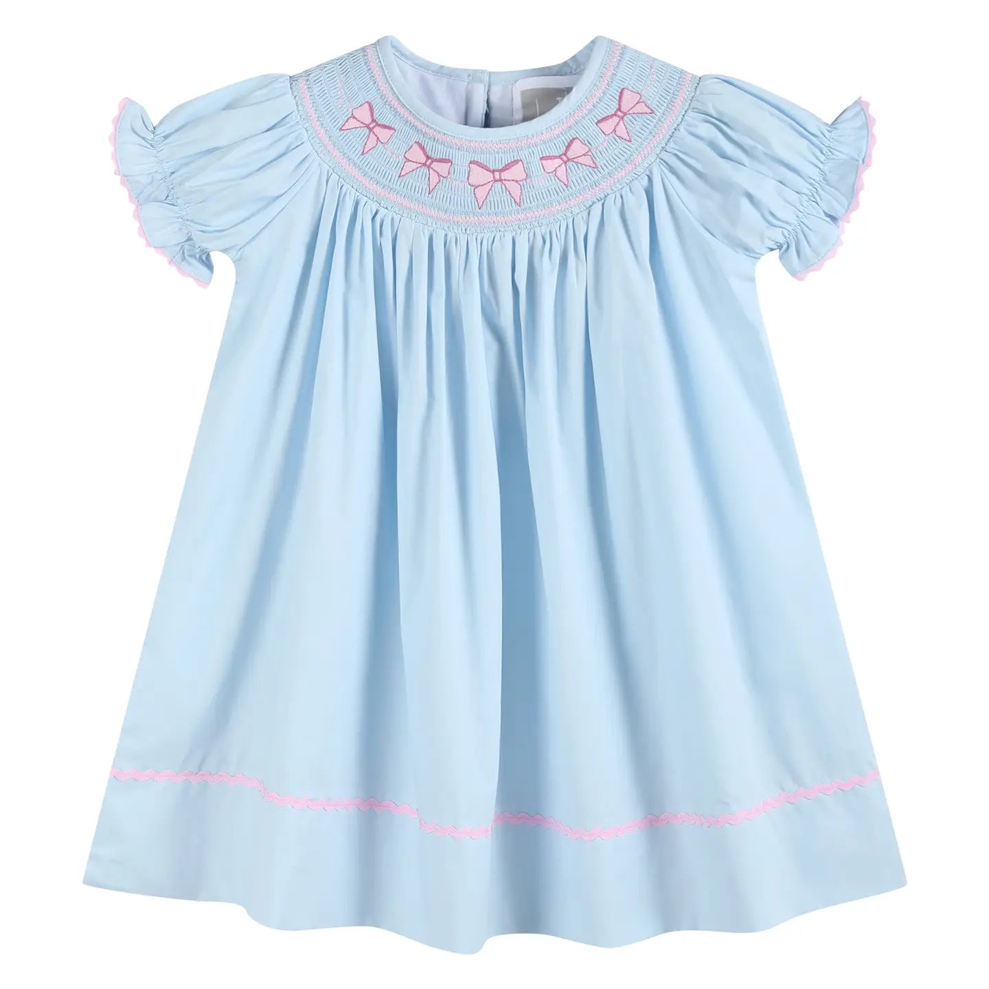 Pink & Blue Bow Smock Dress