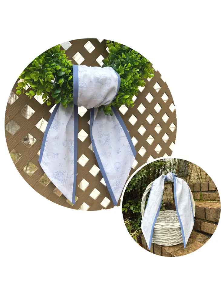 Blue Toile Linen Sash