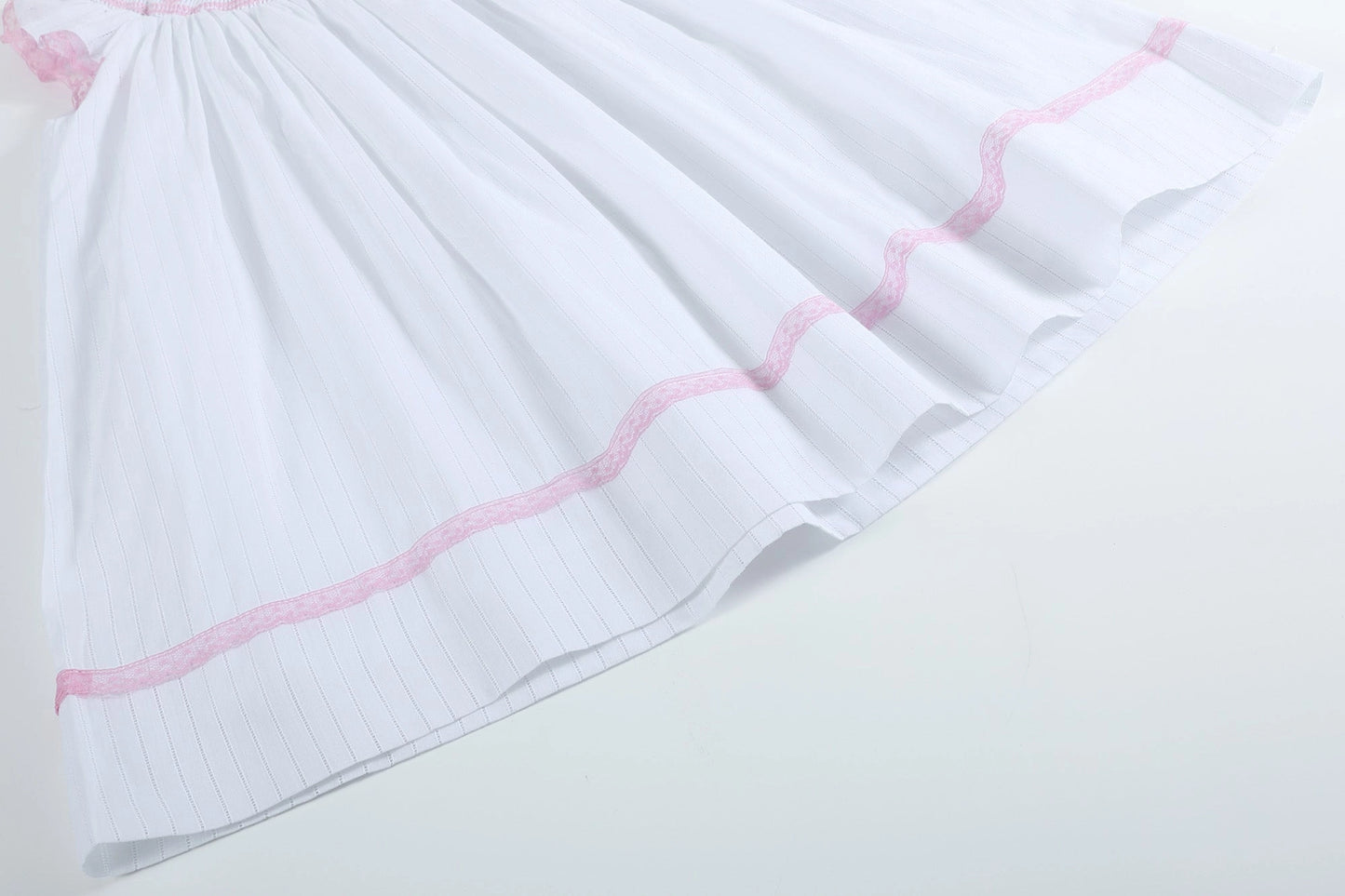 White & Pink Crossed Smock Bishop