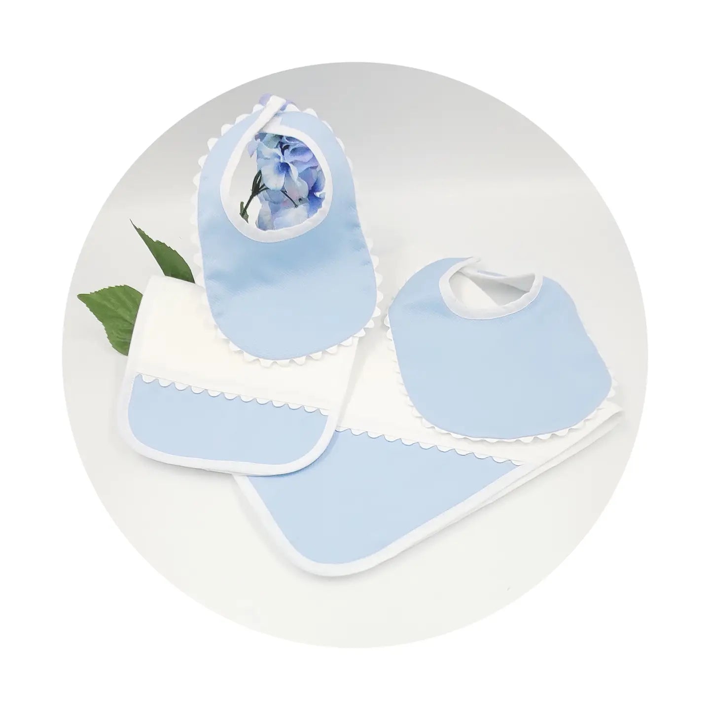 Blue Burp Cloth Ric Rac Pique