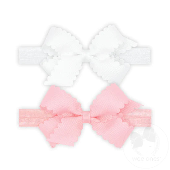 Two Mini Scallop Bow Headbands