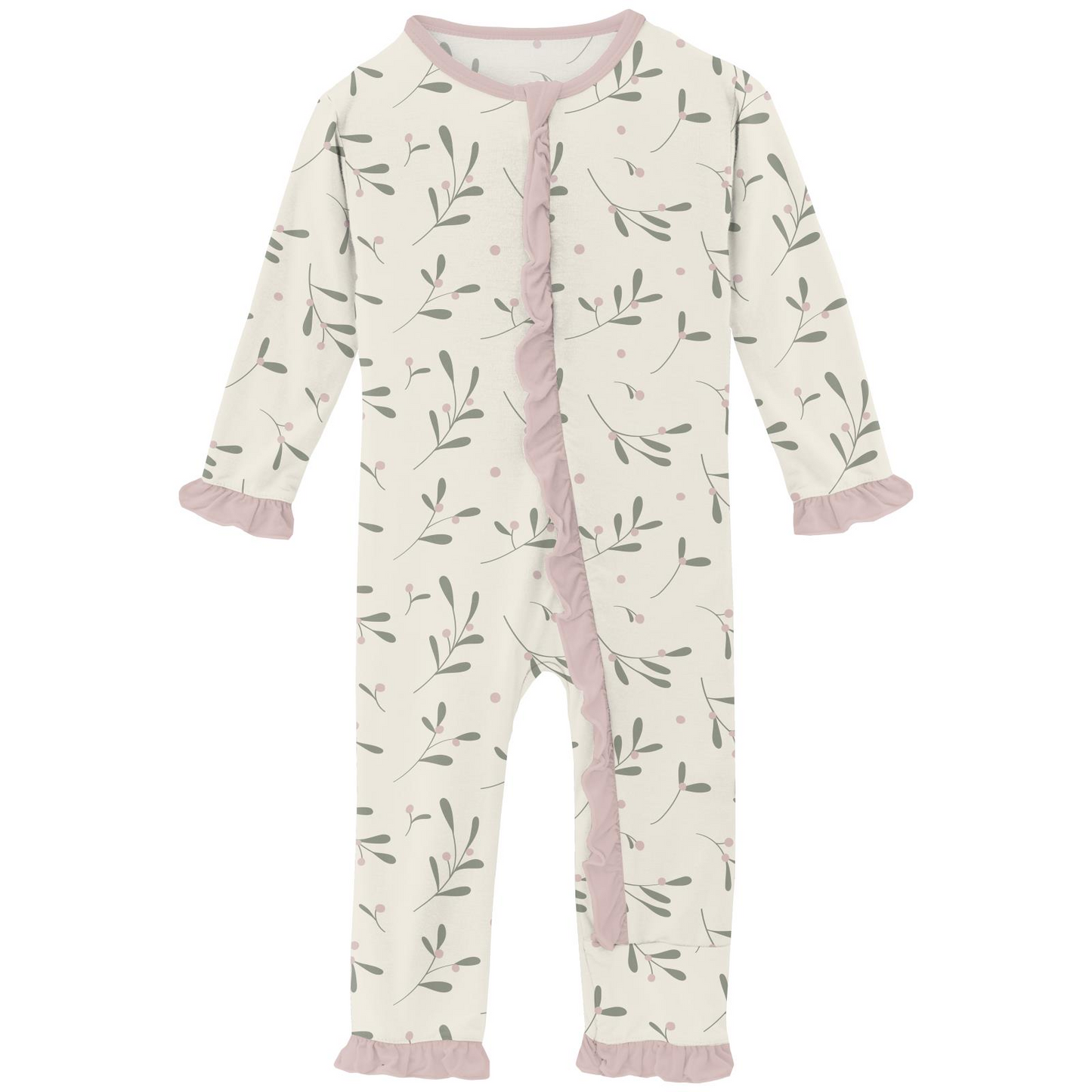 Natural Mistletoe Ruffle 2Way Zipper Coverall