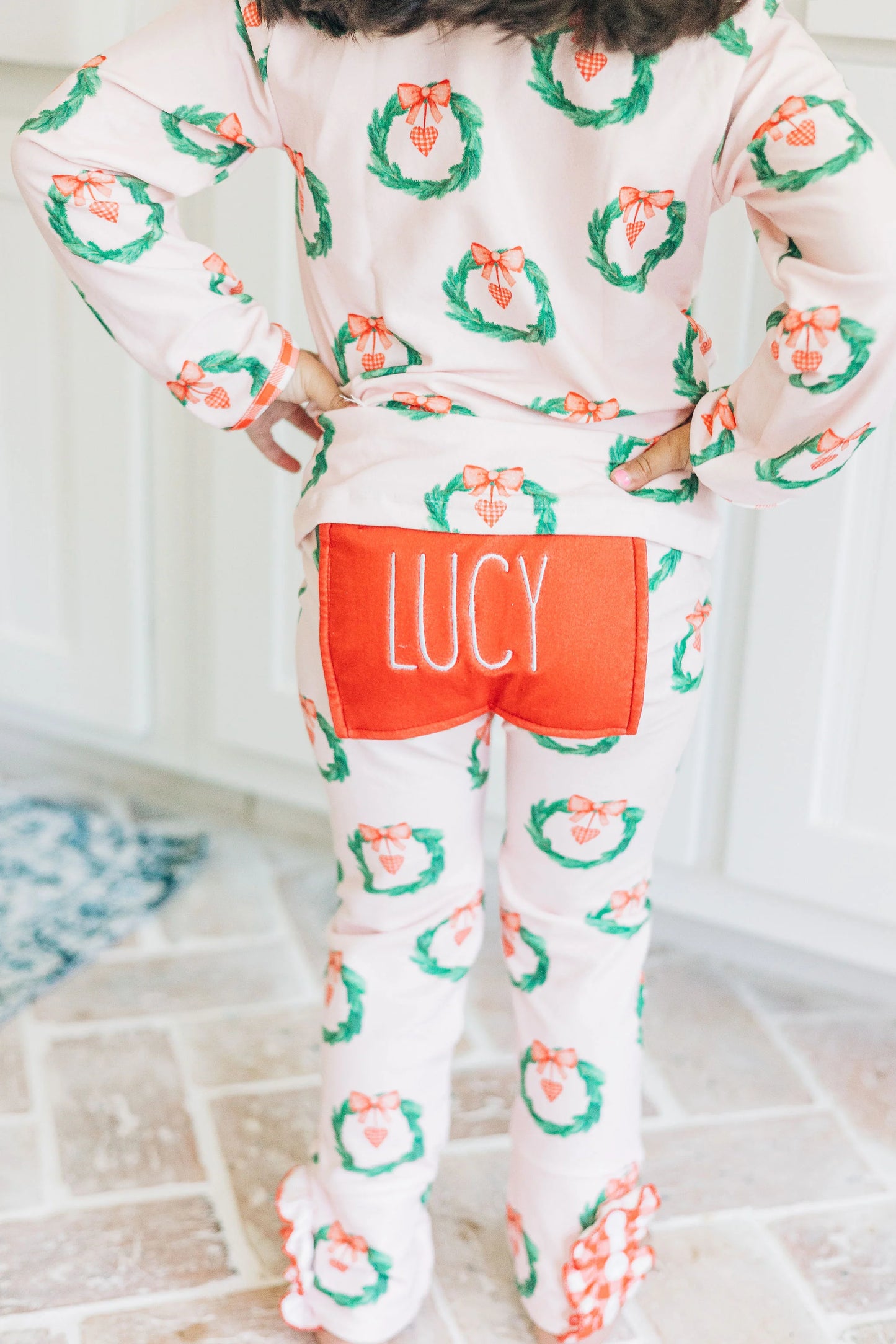 Pink Wreath Ruffle Buttflap PJs