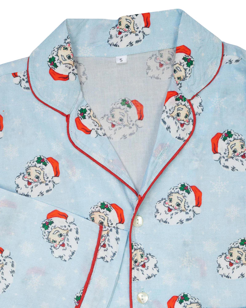 Blue Vintage Santa Pajama Set