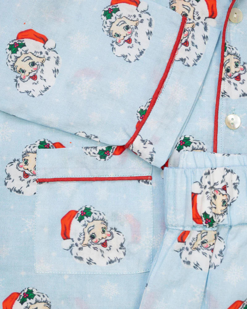 Blue Vintage Santa Pajama Set