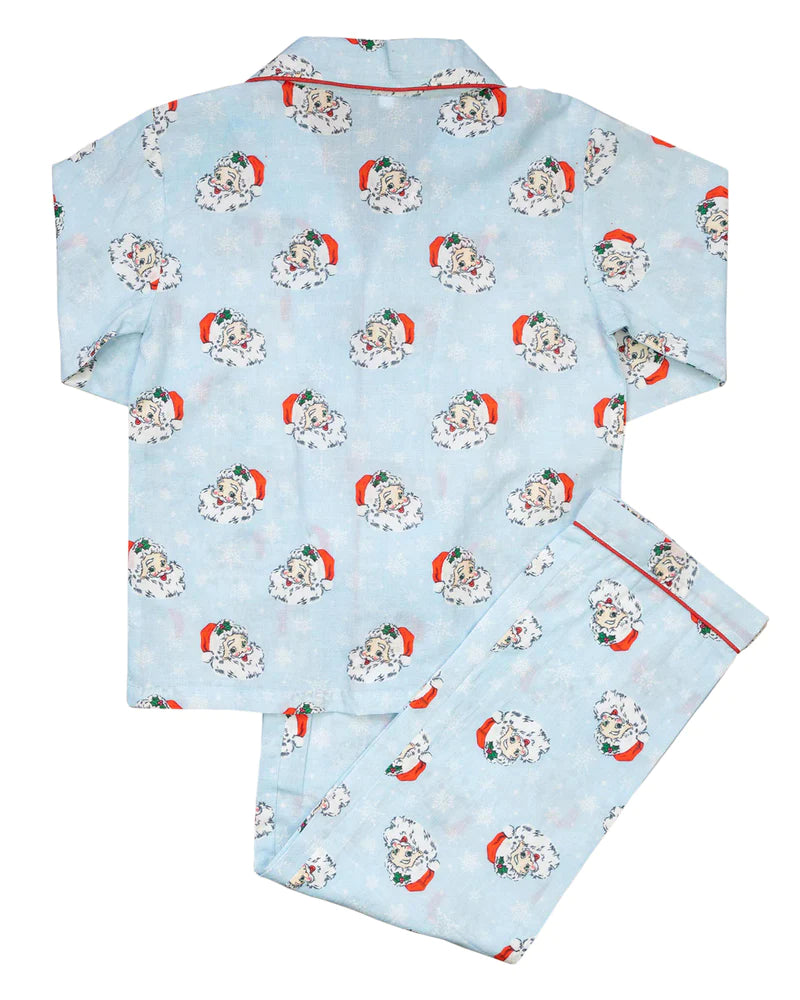 Blue Vintage Santa Pajama Set