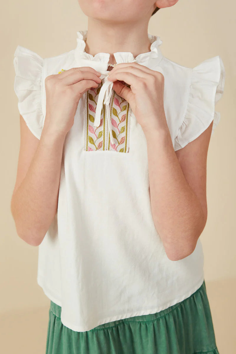Cream Embroidered Top