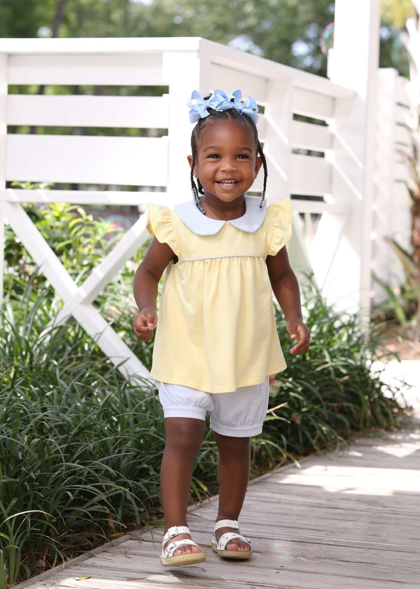 Genevieve Blue Stripe Bloomer Set