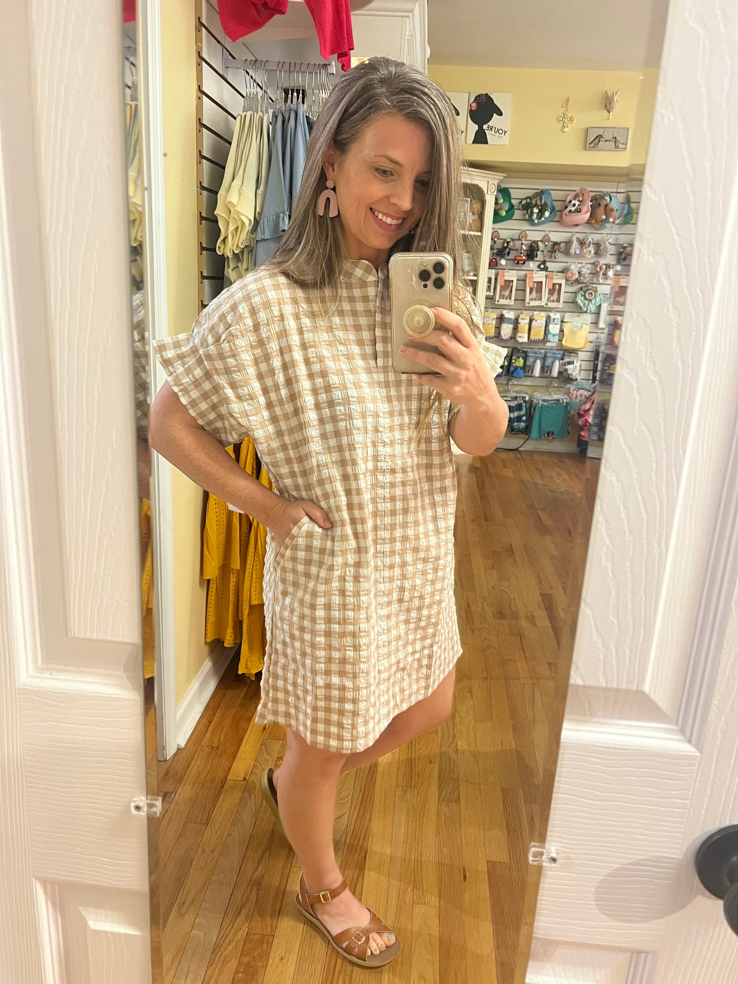Sand Gingham Tunic