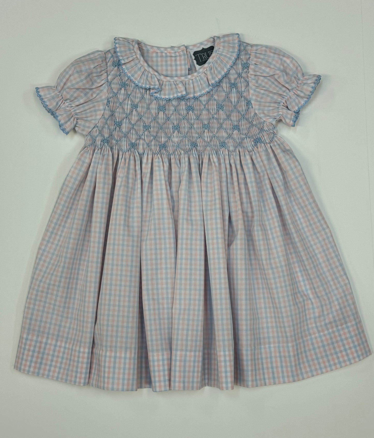 Bow Geo Pk & Bl Dress