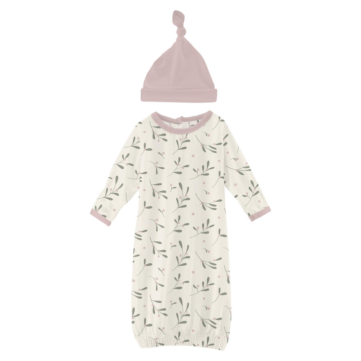 Natural Mistletoe Gown & Hat Set