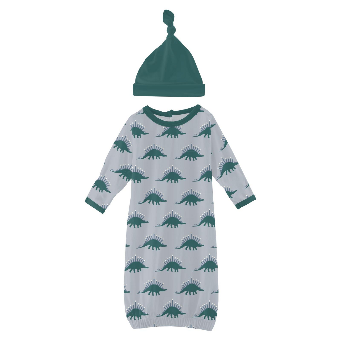 Pearl Blue Menorahsaurus Gown & Knot Hat Set