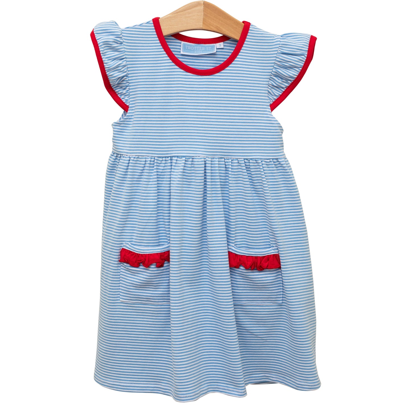 Blue Corn Stripe & Red Lucy Dress