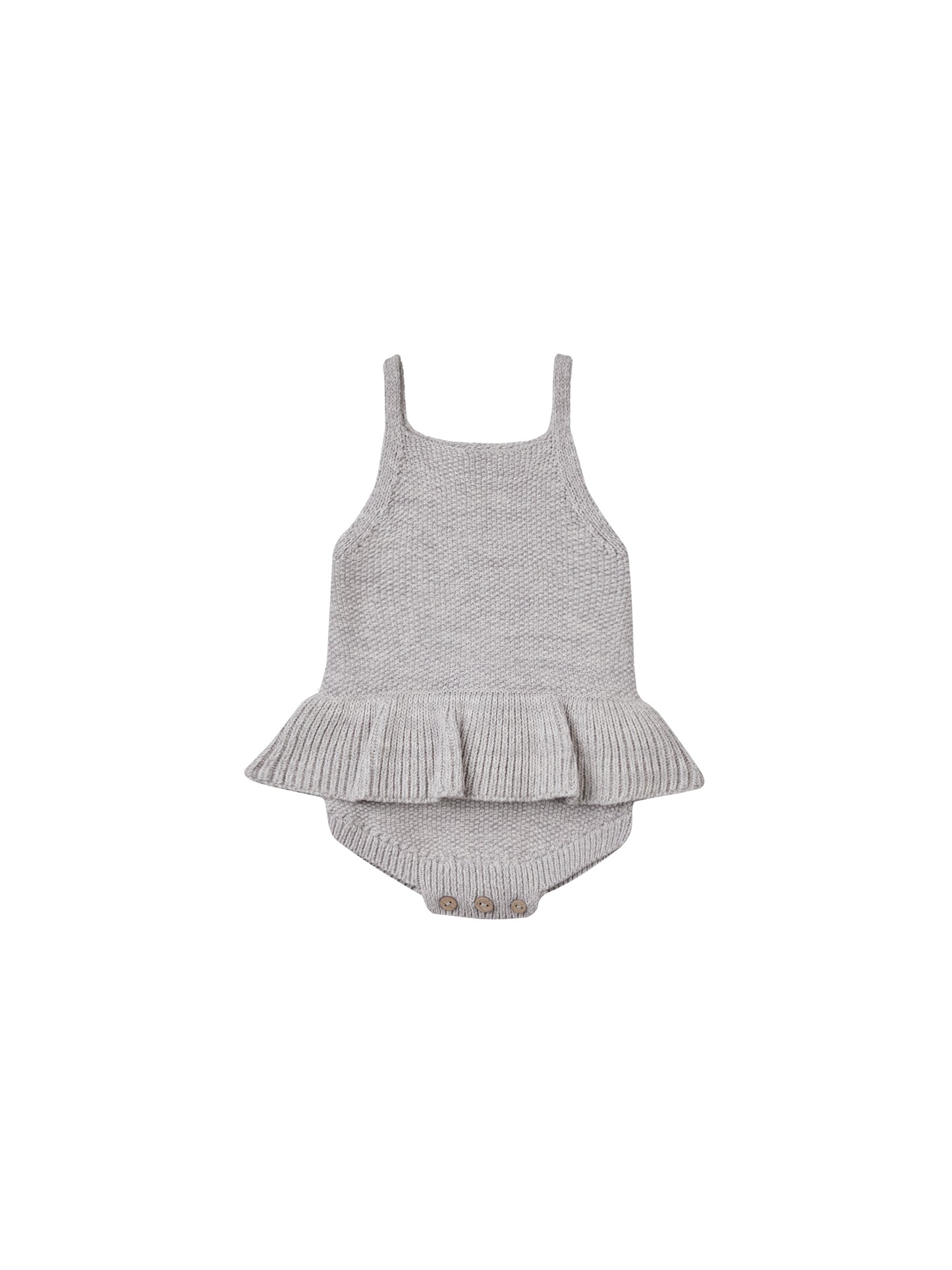 Heathered Peri Knit Ruffle Romper