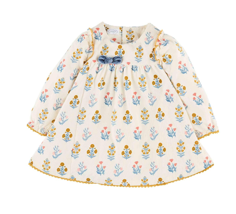 Autumn Marigold Floral Cord Dress
