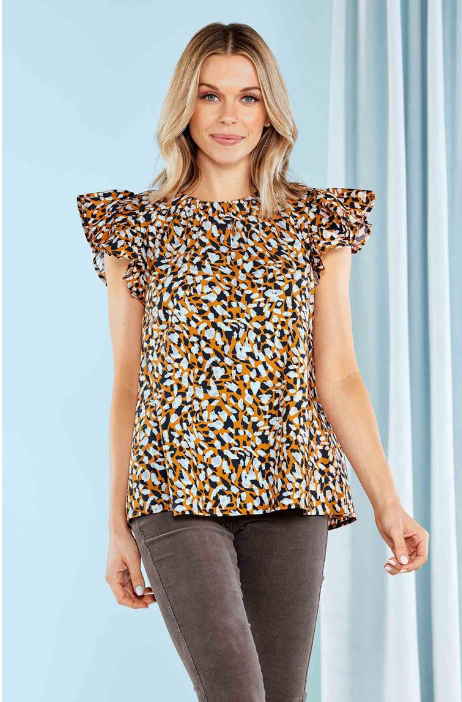 Tan Abstract Salma Top