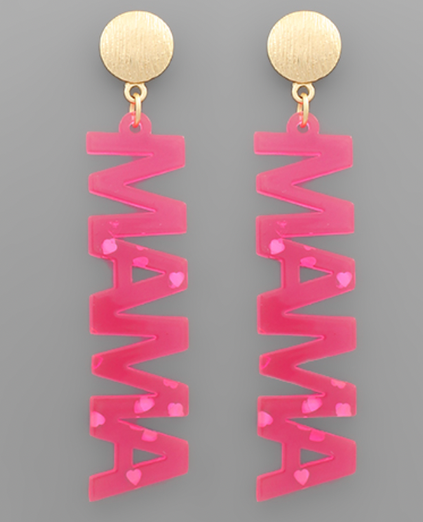 Acetate Mama Letter Earrings