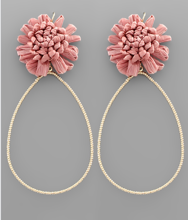 Pk Flower Teardrop Earrings