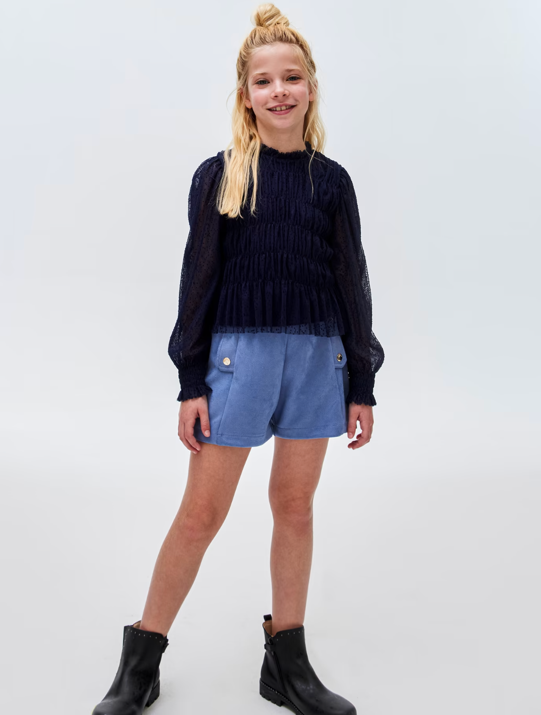 Blue Tulle Blouse