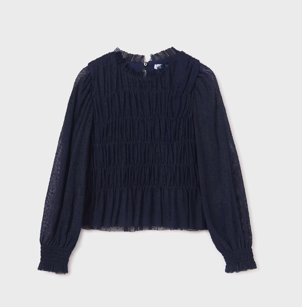 Blue Tulle Blouse