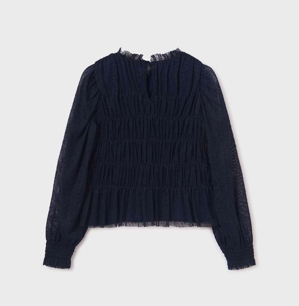 Blue Tulle Blouse
