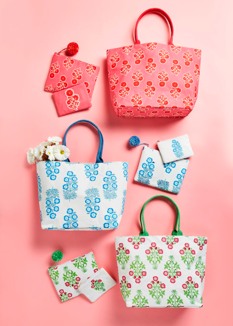 Blue Block Print Tote