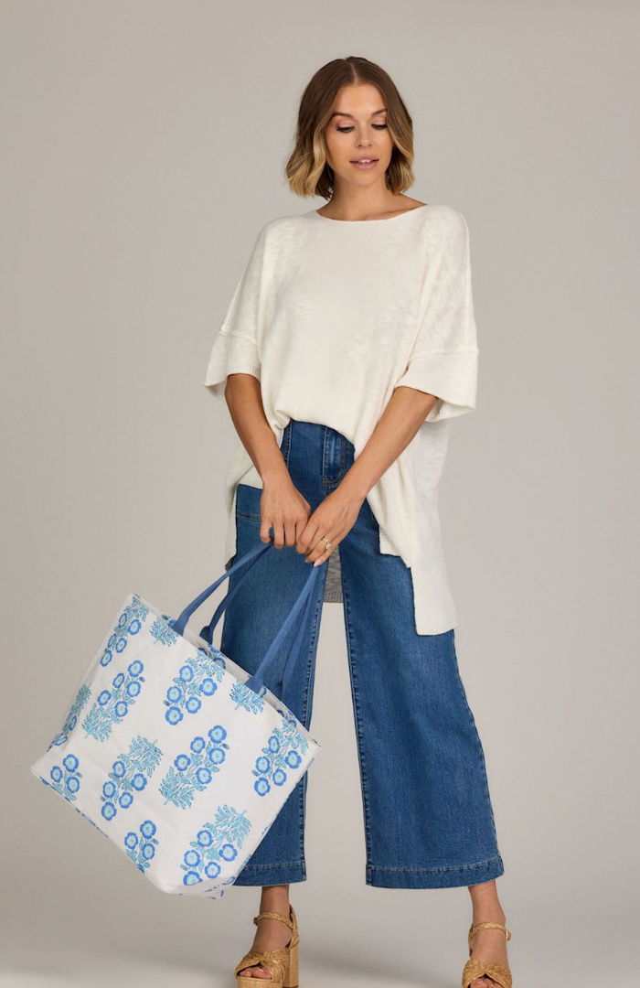 Blue Block Print Tote