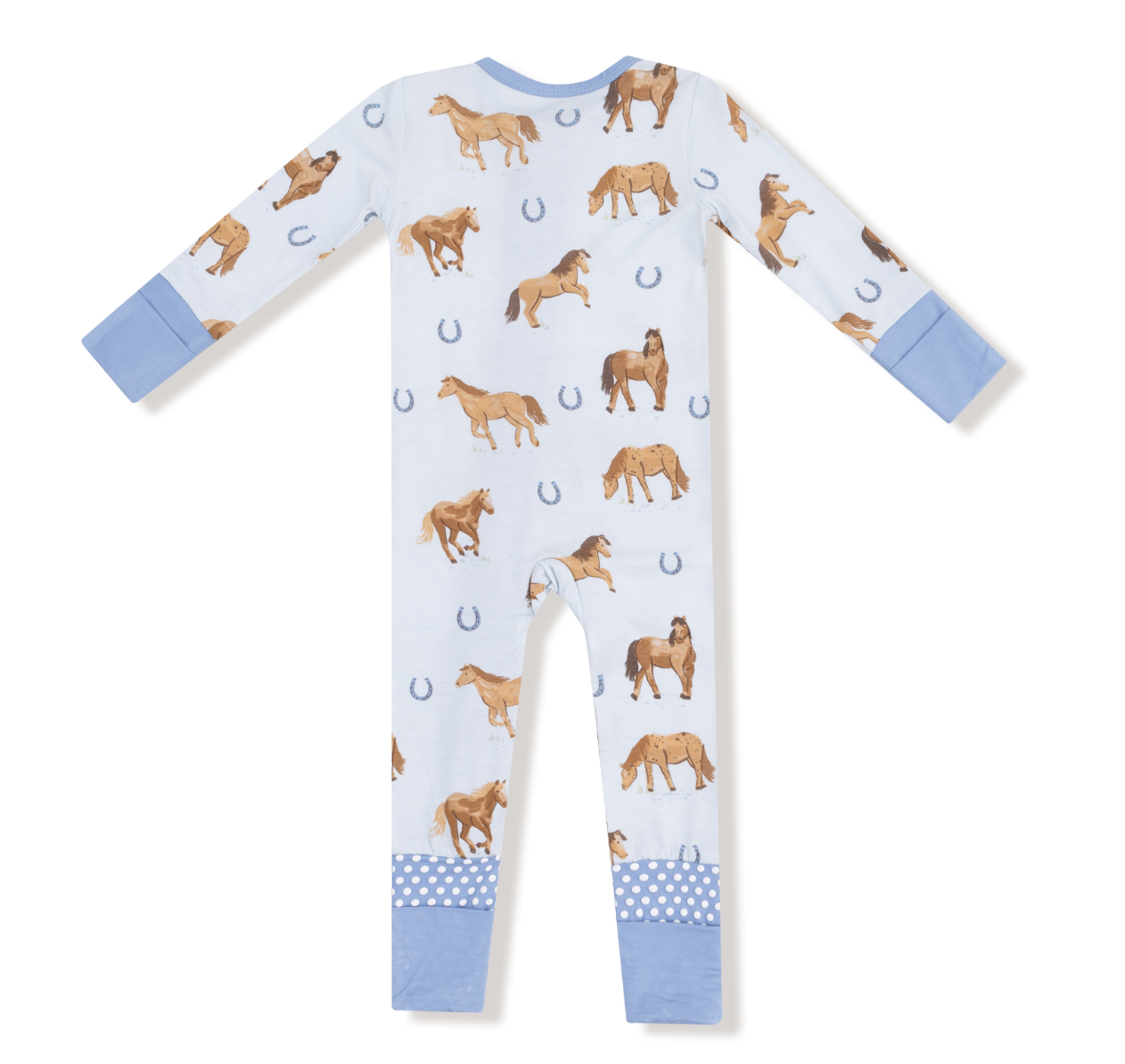 Horses Blue 2Way Zip Romper