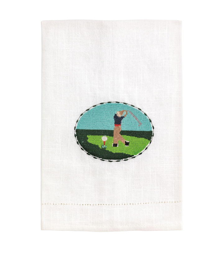 Golfer Needlepoint Towel