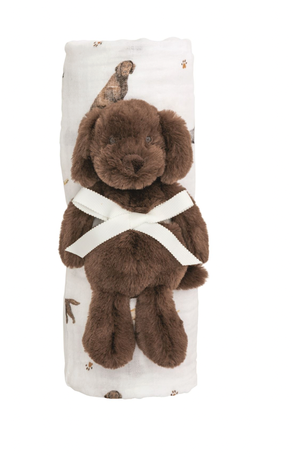 Lab Swaddle & Rattle Set
