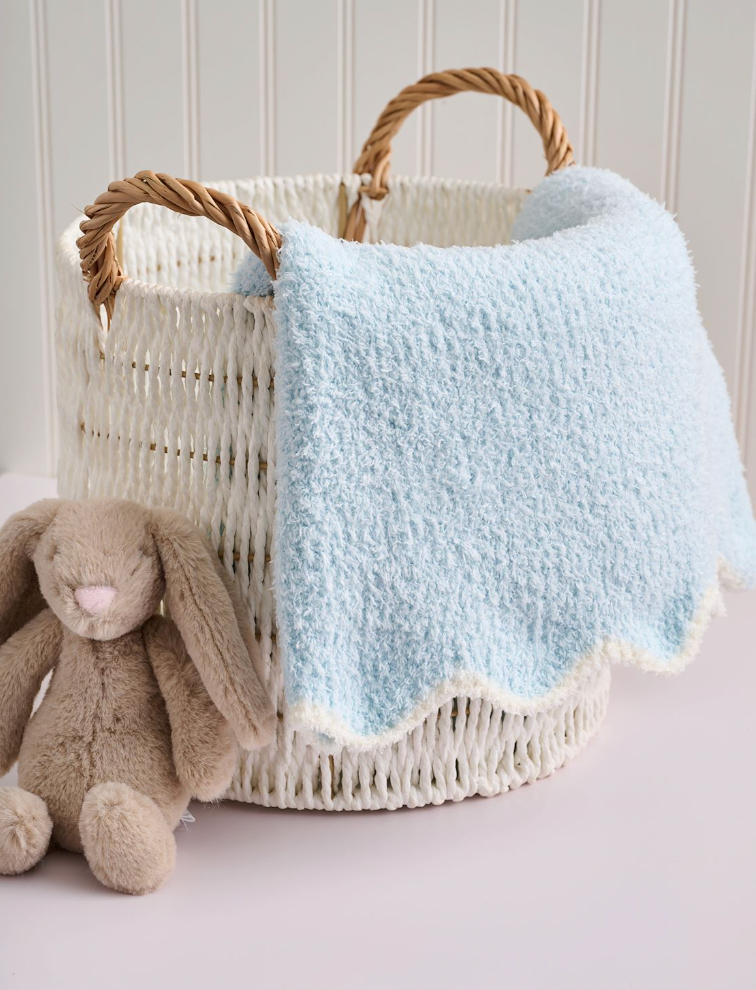 Blue Scallop Chenille Blanket