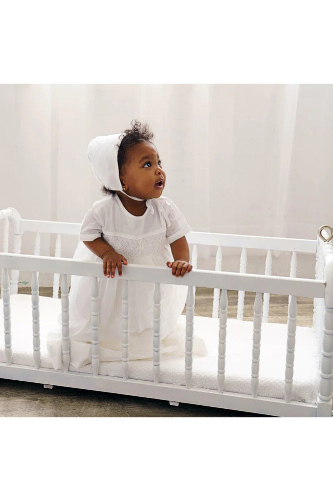 Hand Smocked Cross Christening Gown & Bonnet