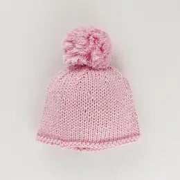 Newborn Solid Pink Pom Pom Hat