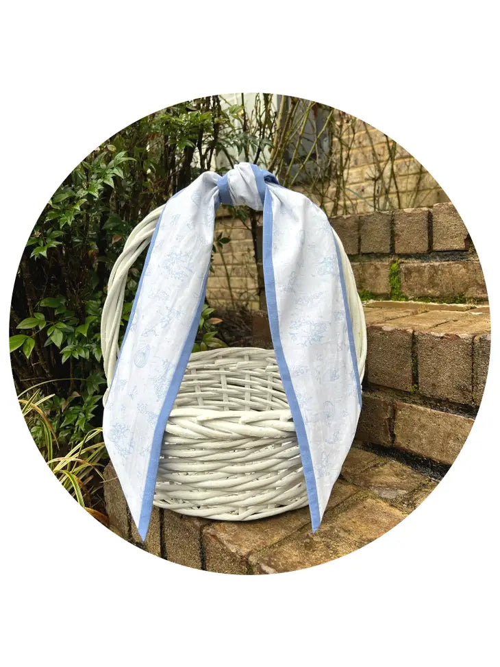 Blue Toile Linen Sash