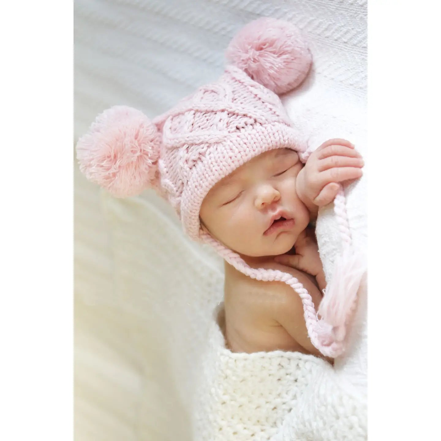 Pink PomPom Handmade Heirloom Hat