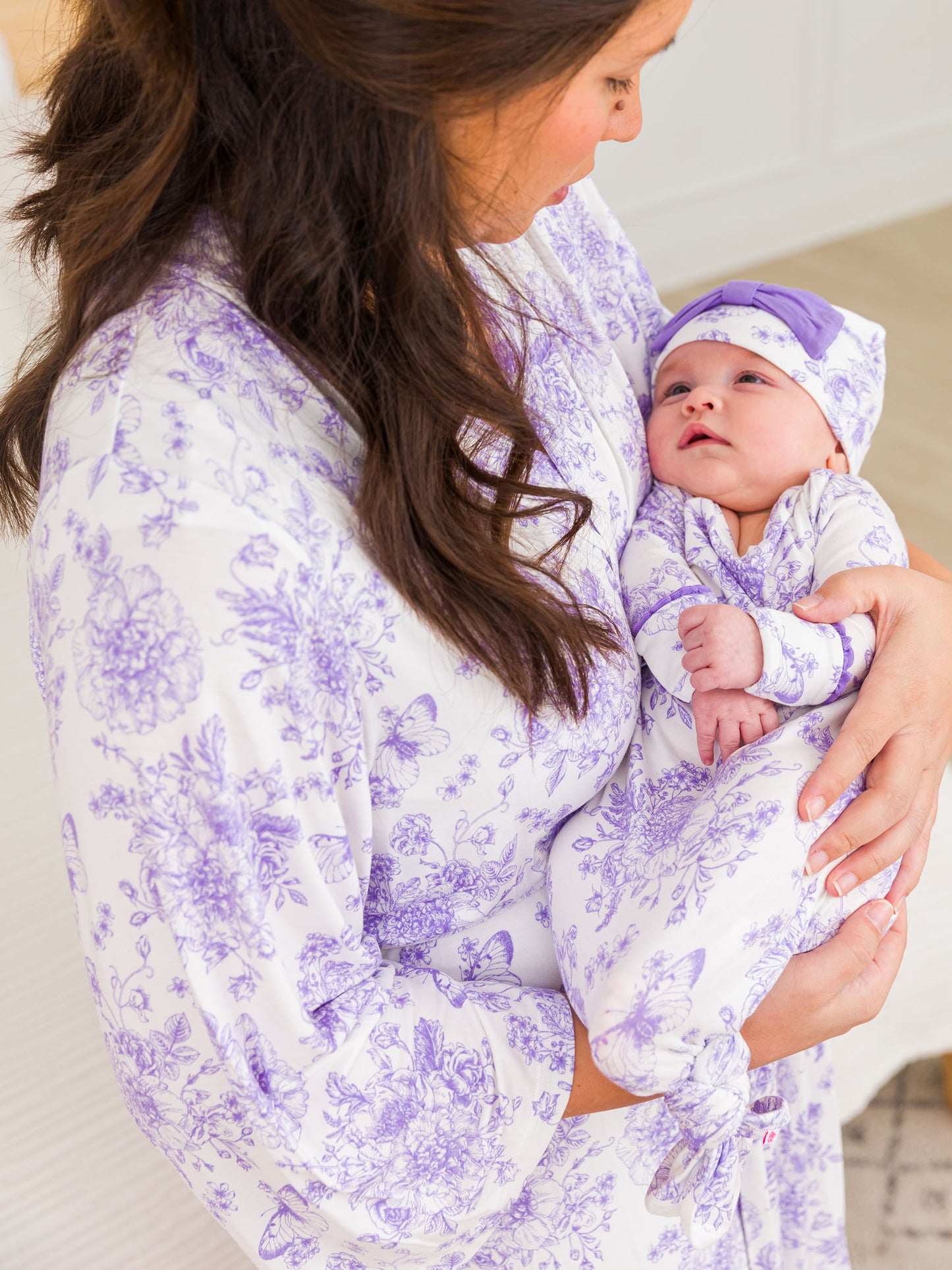 Maternity Wisteria Purp Garden Toile Robe