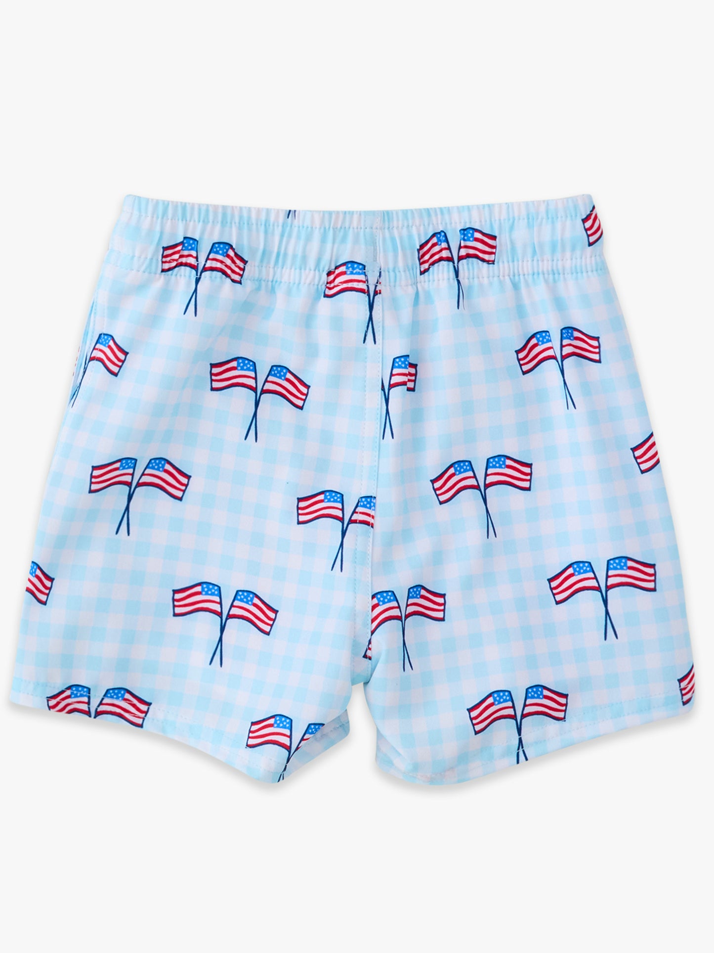 Blue Patriotic Gingham Swim Trunk
