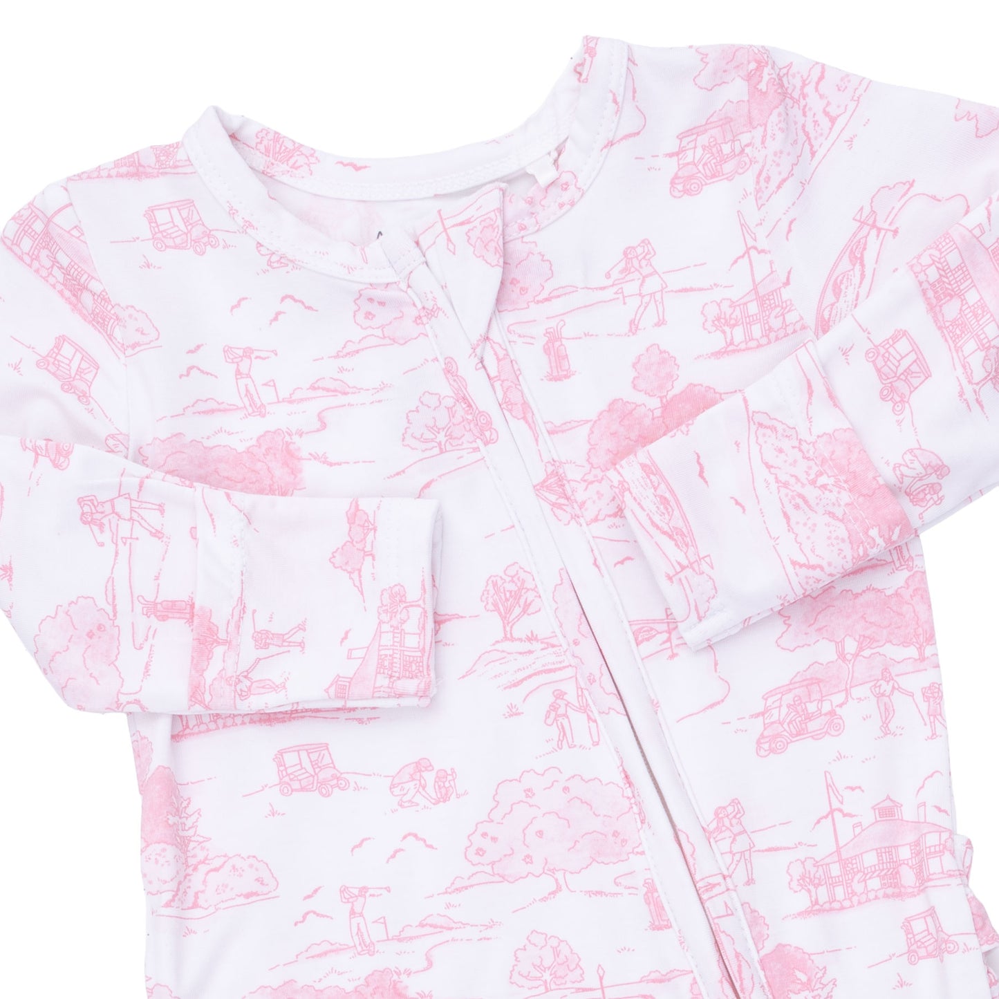 Pink Golf Toile Zipper Footie